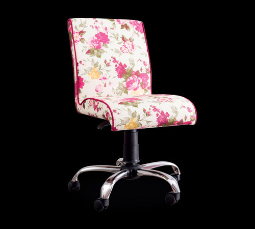 Sedia da ufficio per bambini, rivestita in tessuto Summer Soft Flowers, l56xL60xH86-96 cm