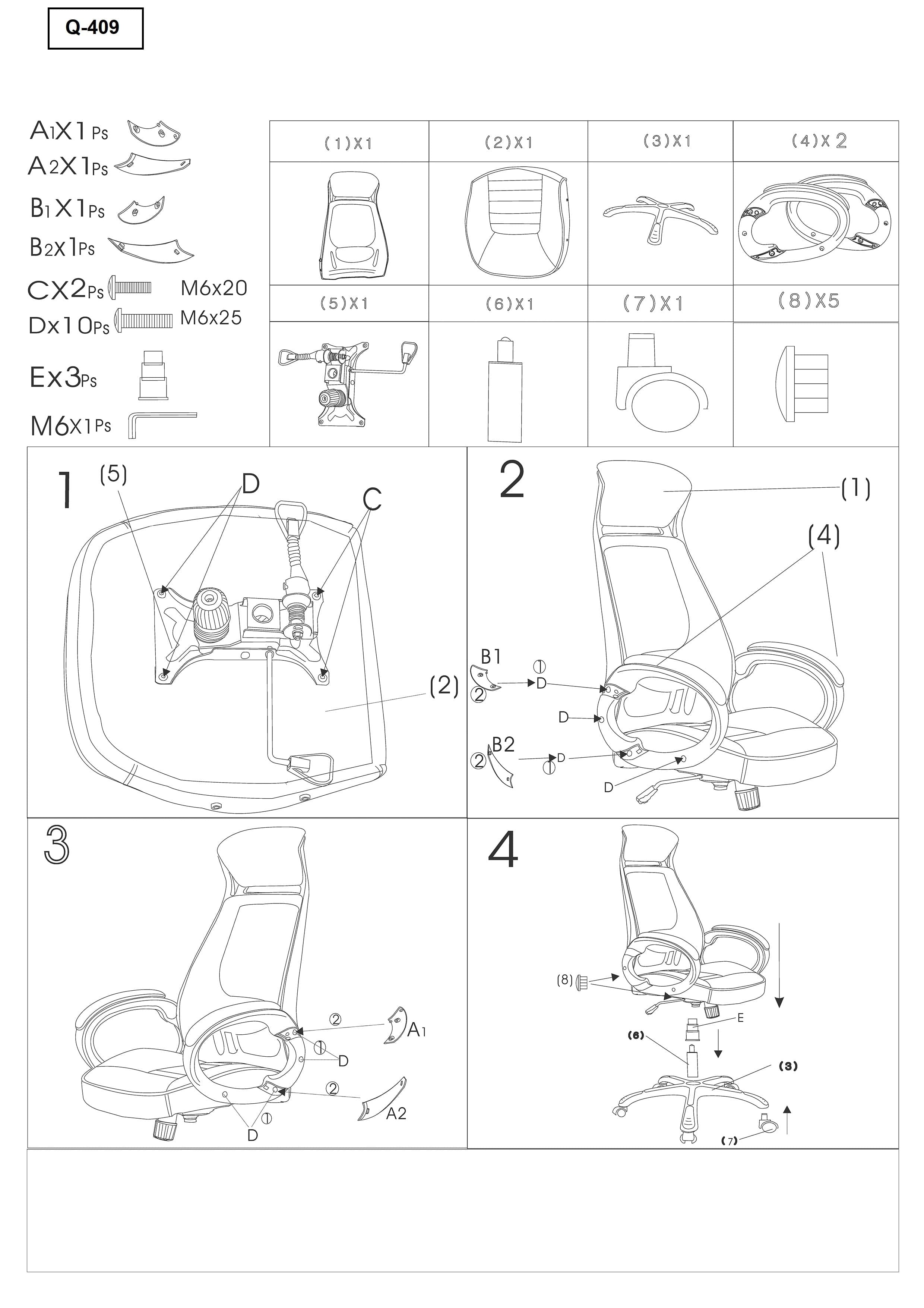 Sedia da ufficio Qwin-409 Nero (1)