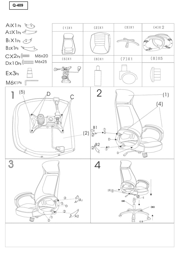 Sedia da ufficio Qwin-409 Nero (1)