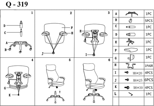 Sedia direzionali da ufficio Qwin-319 Nero (1)