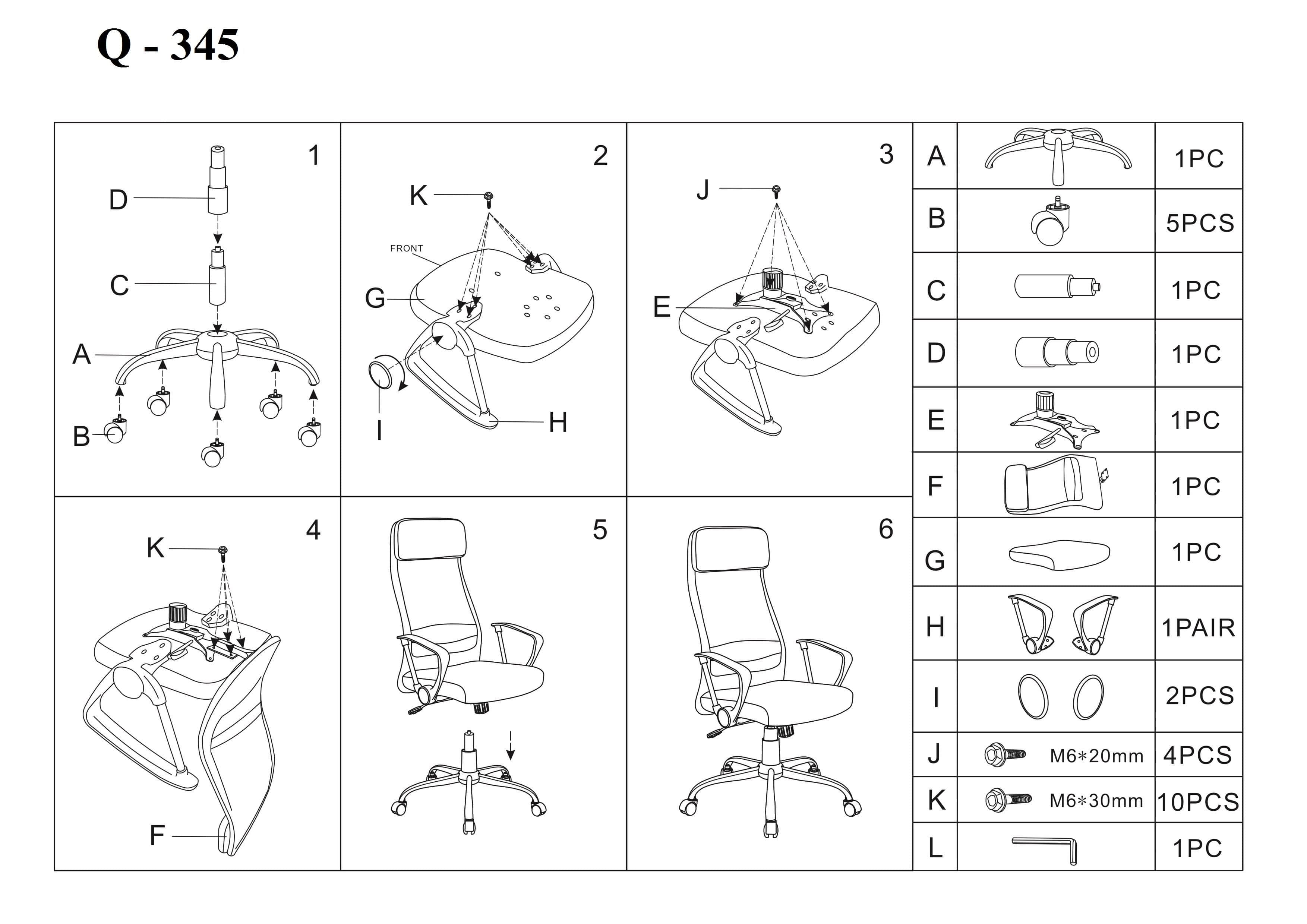 Sedia direzionali da ufficio Qwin-345 Nero (1)