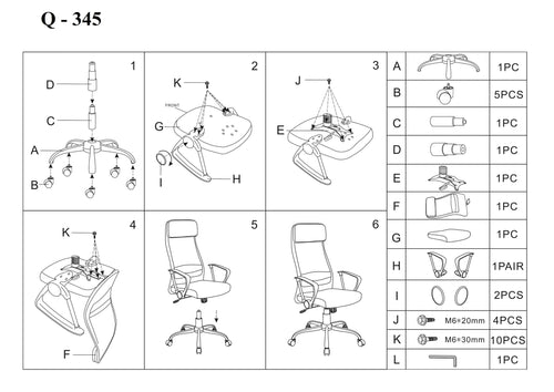 Sedia direzionali da ufficio Qwin-345 Nero (1)