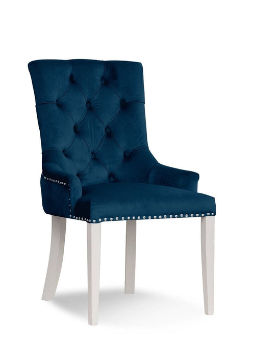Sedia imbottita con tessuto e gambe in legno, August Velvet Charcoal / White, l55xL59xH88 cm