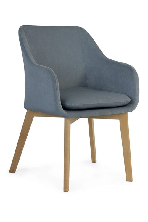 Sedia imbottita con tessuto e gambe in legno, Huan Dark Grey / Beech, l61xL63xH86 cm