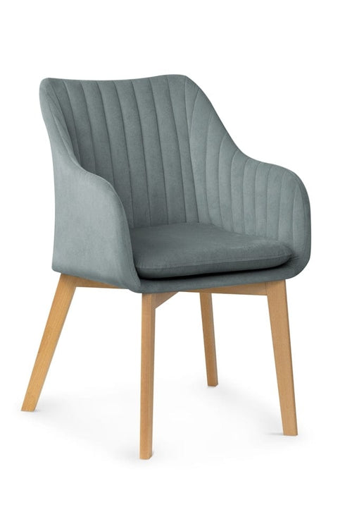 Sedia imbottita con tessuto e gambe in legno, Huan II Grigio scuro / Faggio, l61xL63xH86 cm