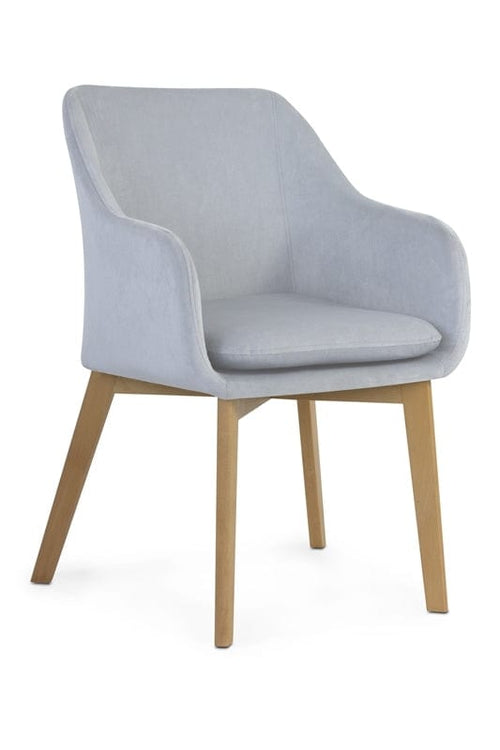 Sedia imbottita con tessuto e gambe in legno, Huan Silver / Beech, l61xL63xH86 cm