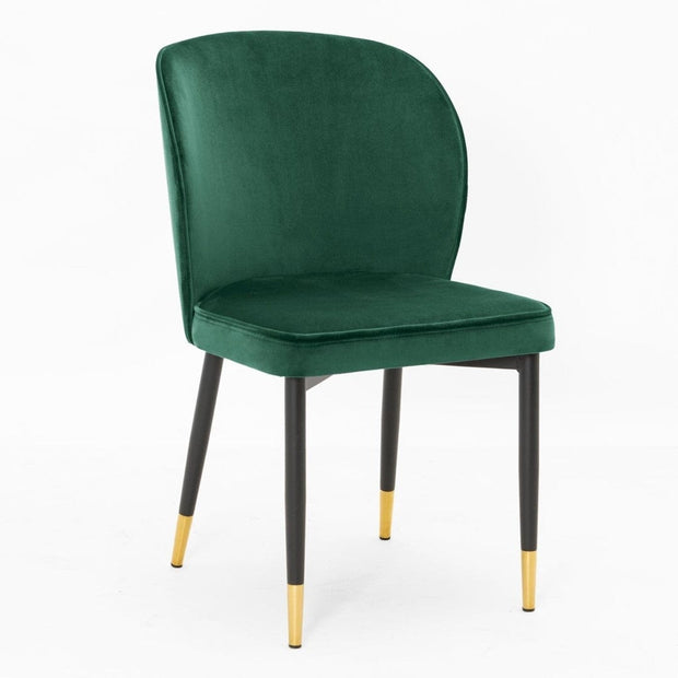 Sedia imbottita con tessuto e gambe in metallo, Aine Velvet Green / Black / Gold, l54xL60xH87 cm