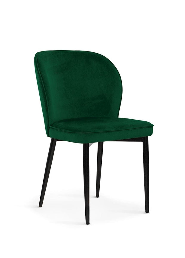Sedia imbottita con tessuto e gambe in metallo, Aine Velvet Green / Black, l54xL60xH87 cm