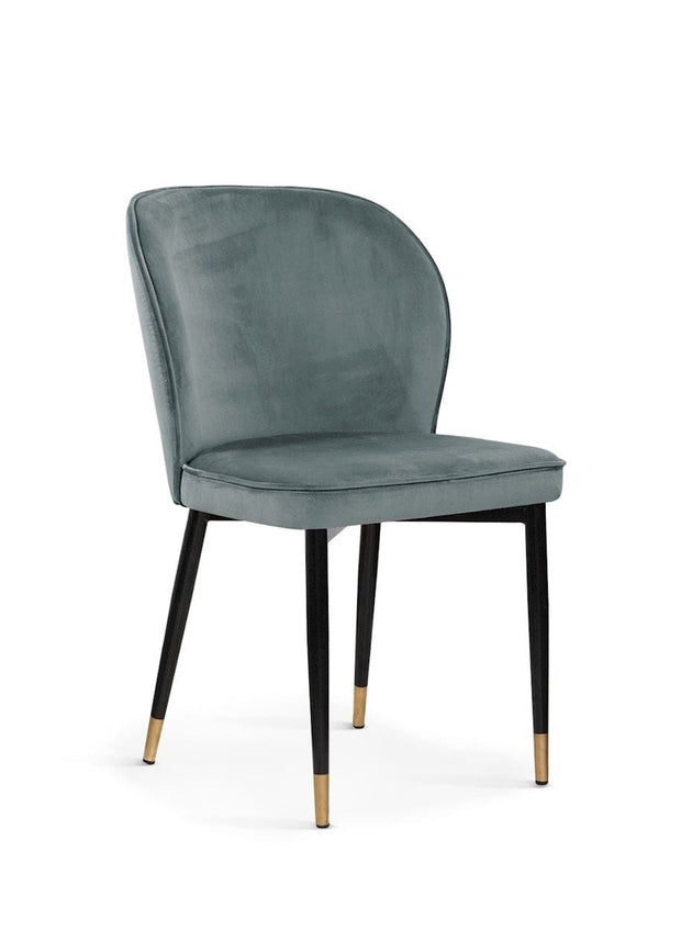 Sedia imbottita con tessuto e gambe in metallo, Aine Velvet Grey / Black / Gold, l54xL60xH87 cm