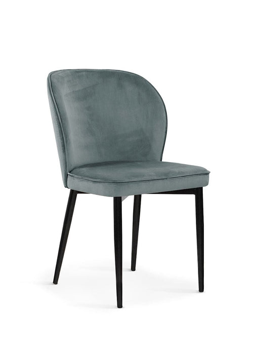 Sedia imbottita con tessuto e gambe in metallo, Aine Velvet Grey / Black, l54xL60xH87 cm