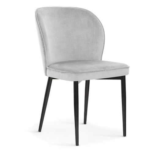 Sedia imbottita con tessuto e gambe in metallo, Aine Velvet Silver / Black, l54xL60xH87 cm