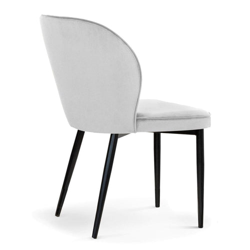 Sedia imbottita con tessuto e gambe in metallo, Aine Velvet Silver / Black, l54xL60xH87 cm (1)