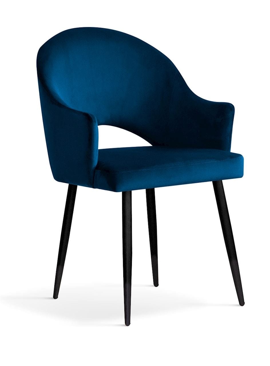 Sedia imbottita con tessuto e gambe in metallo, Goda Velvet Charcoal / Black, l56xL62xH87 cm