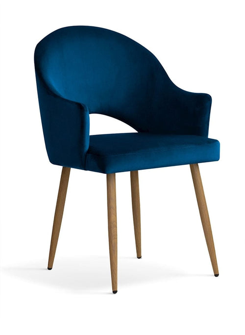 Sedia imbottita con tessuto e gambe in metallo, Goda Velvet Charcoal / Oak, l56xL62xH87 cm