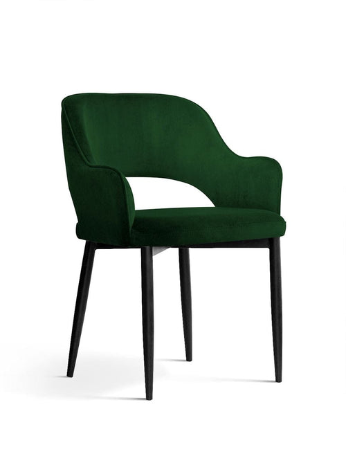 Sedia imbottita con tessuto e gambe in metallo, Mercy Velvet Green / Black, l54xL61xH78 cm