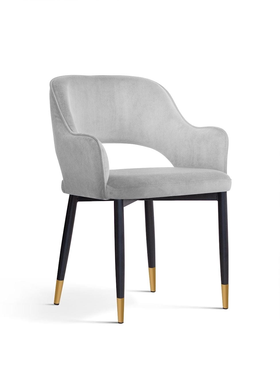 Sedia imbottita con tessuto e gambe in metallo, Mercy Velvet Silver / Black / Gold, l54xL61xH78 cm