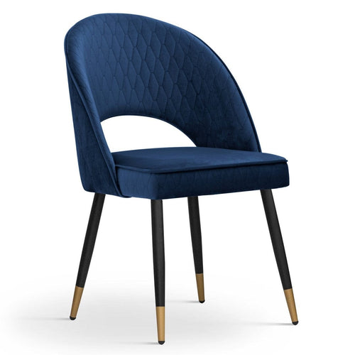 Sedia imbottita con tessuto e gambe in metallo, Ponte Velvet Bluish / Black / Gold, L54xL63xH89 cm