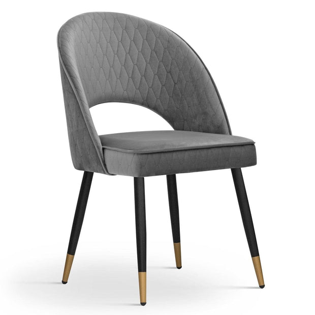 Sedia imbottita con tessuto e gambe in metallo, Ponte Velvet Grey / Black / Gold, L54xL63xH89 cm