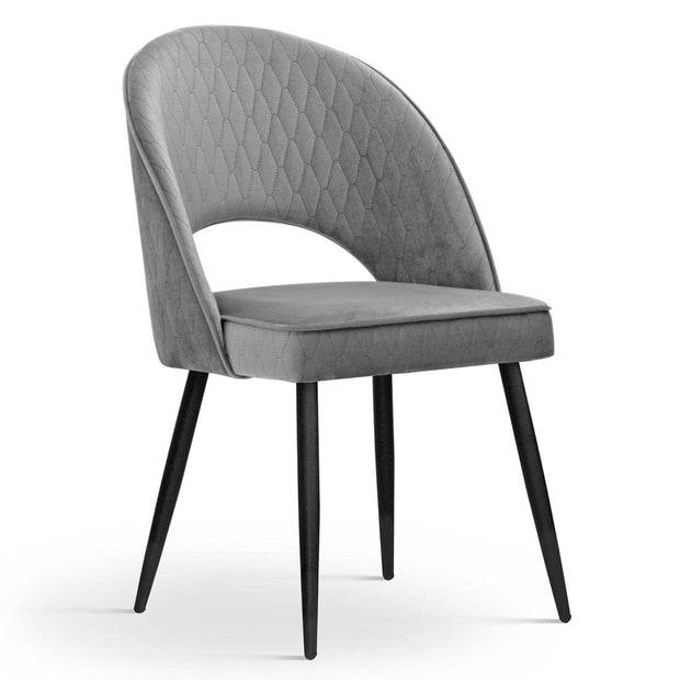 Sedia imbottita con tessuto e gambe in metallo, Ponte Velvet Grey / Black, l54xL63xH89 cm