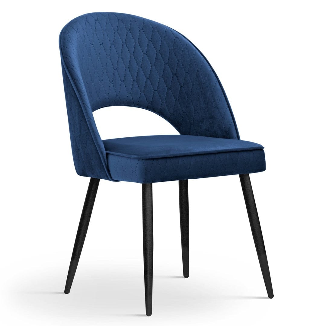 Sedia imbottita con tessuto e gambe in metallo, Ponte Velvet Navy / Black, l54xL63xH89 cm