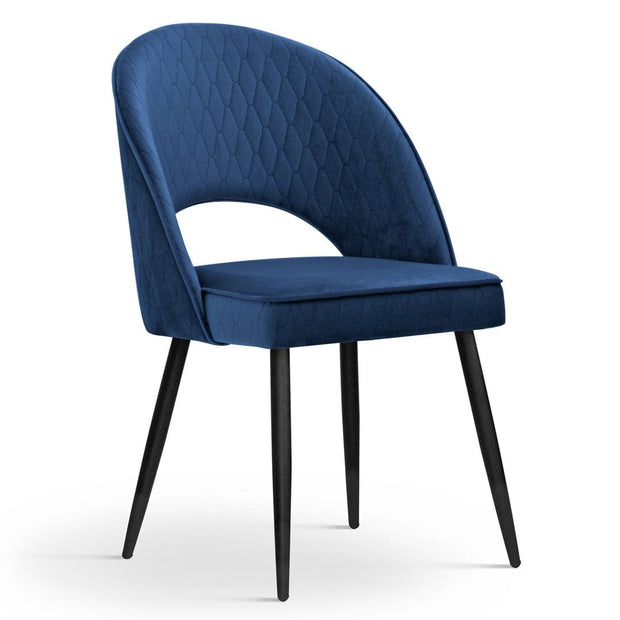 Sedia imbottita con tessuto e gambe in metallo, Ponte Velvet Navy / Black, l54xL63xH89 cm