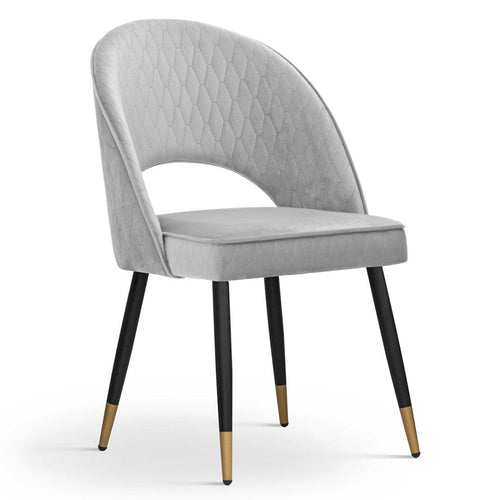 Sedia imbottita con tessuto e gambe in metallo, Ponte Velvet Silver / Black / Gold, L54xL63xH89 cm