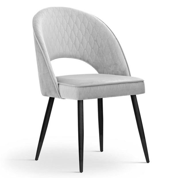 Sedia imbottita con tessuto e gambe in metallo, Ponte Velvet Silver / Black, l54xL63xH89 cm