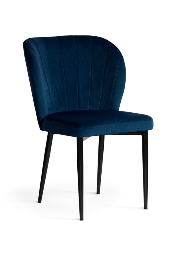 Sedia imbottita con tessuto e gambe in metallo, Shelly Velvet Charcoal / Black, l53xL57xH88 cm