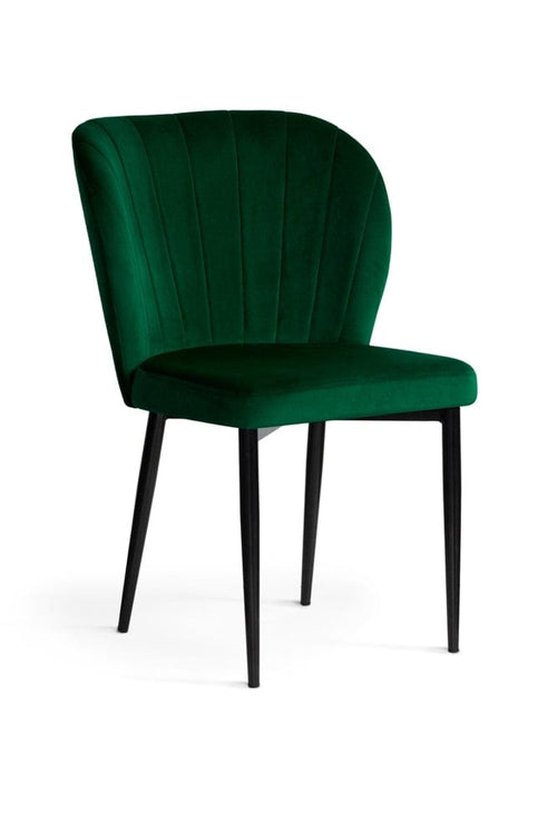 Sedia imbottita con tessuto e gambe in metallo, Shelly Velvet Green / Black, l53xL57xH88 cm