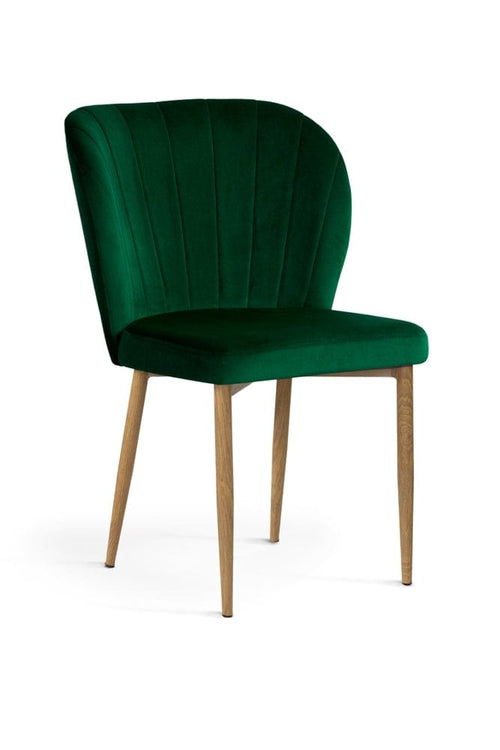 Sedia imbottita con tessuto e gambe in metallo, Shelly Velvet Green / Oak, l53xL57xH88 cm