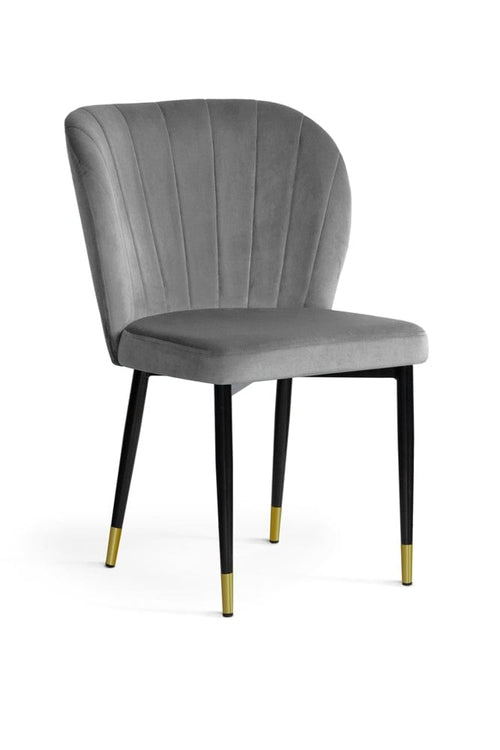 Sedia imbottita con tessuto e gambe in metallo, Shelly Velvet Grey / Black / Gold, l53xL57xH88 cm