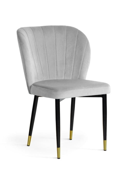 Sedia imbottita con tessuto e gambe in metallo, Shelly Velvet Silver / Black / Gold, l53xL57xH88 cm