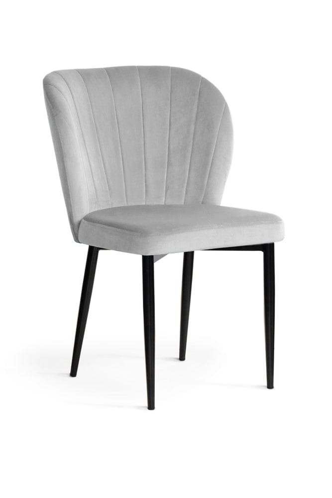 Sedia imbottita con tessuto e gambe in metallo, Shelly Velvet Silver / Black, l53xL57xH88 cm