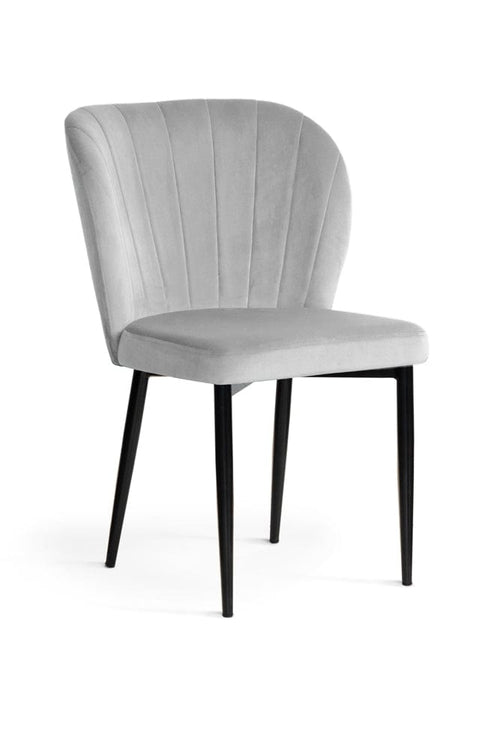 Sedia imbottita con tessuto e gambe in metallo, Shelly Velvet Silver / Black, l53xL57xH88 cm