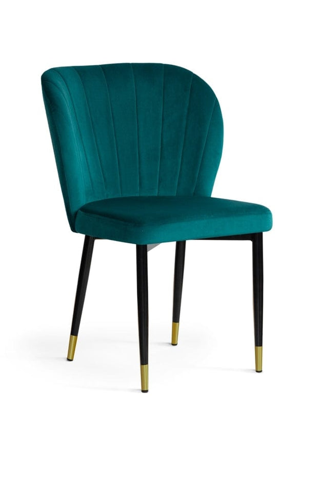 Sedia imbottita con tessuto e gambe in metallo, Shelly Velvet Turquoise / Black / Gold, l53xL57xH88 cm