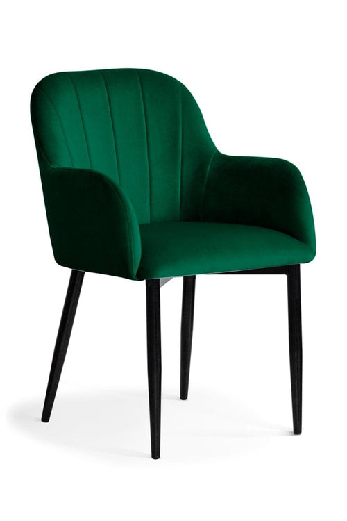 Sedia imbottita con tessuto e gambe in metallo, Tulip Velvet Green / Black, l57xL57xH83 cm
