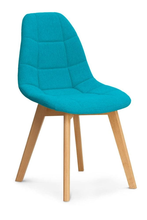 Sedia imbottita in tessuto Westa Blue / Beech con gambe in legno, L49xL52xH83 cm