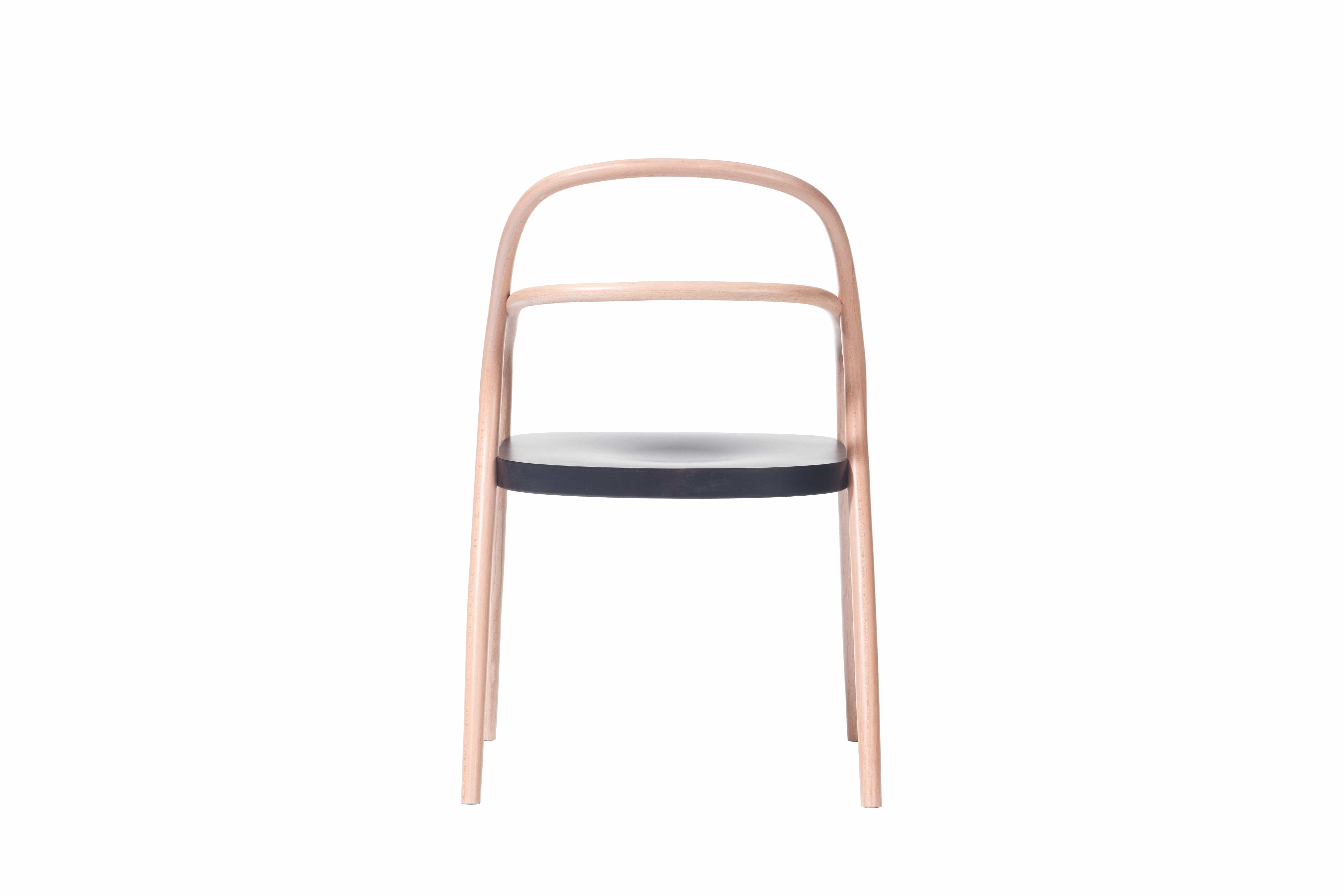 Sedia in legno di faggio 002 Naturale / Nero, l57xL56xH85 cm (2)