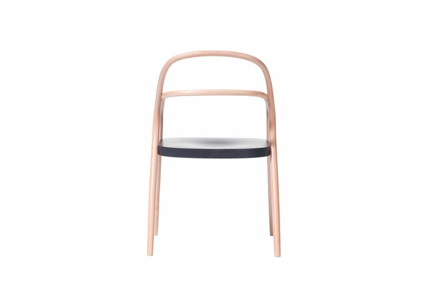 Sedia in legno di faggio 002 Naturale / Nero, l57xL56xH85 cm (2)