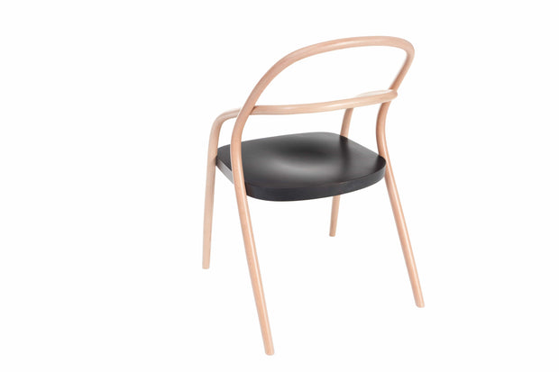 Sedia in legno di faggio 002 Naturale / Nero, l57xL56xH85 cm (4)