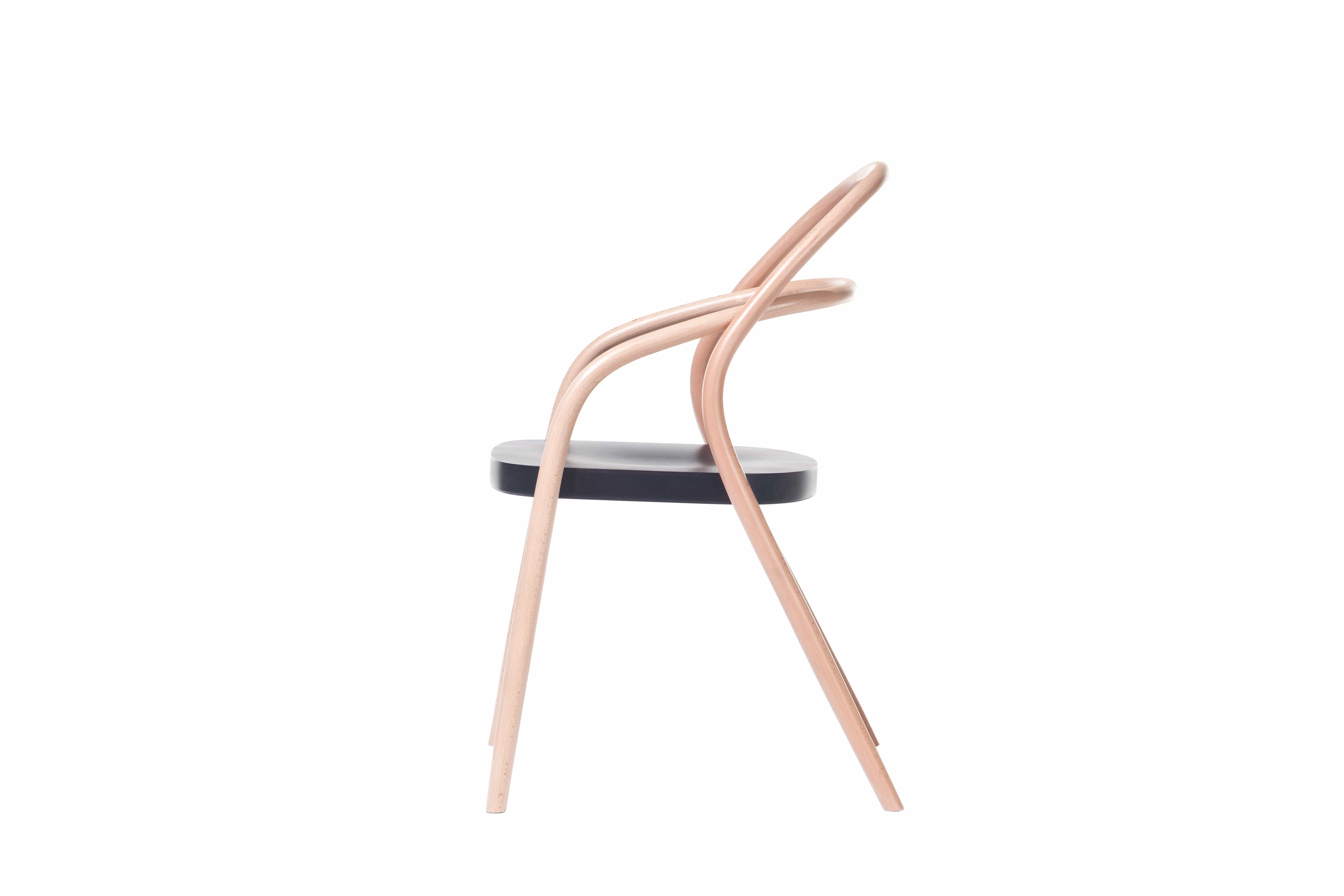 Sedia in legno di faggio 002 Naturale / Nero, l57xL56xH85 cm (15)