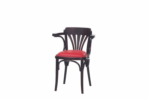 Sedia in legno di faggio, rivestita in ecopelle 24 Wengé / Rosso, L54xL48xH75 cm (2)