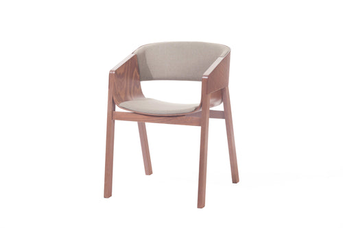 Sedia in legno di noce, rivestita in tessuto Merano Beige, L47,5xL39xH78 cm