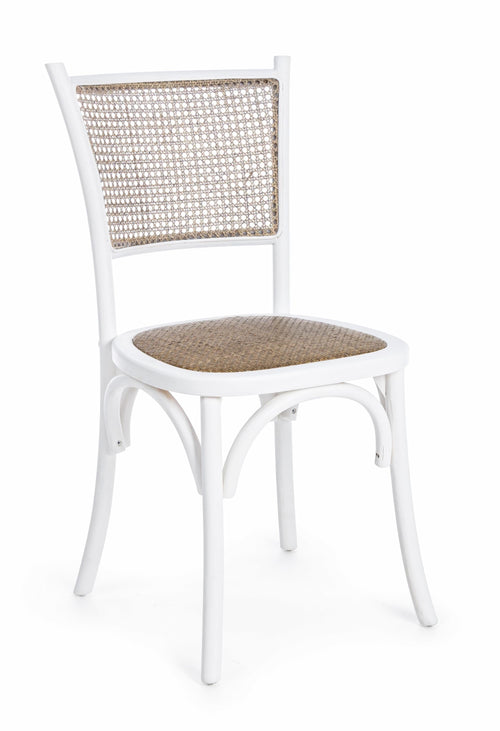 Sedia in legno e rattan Carrel Bianco