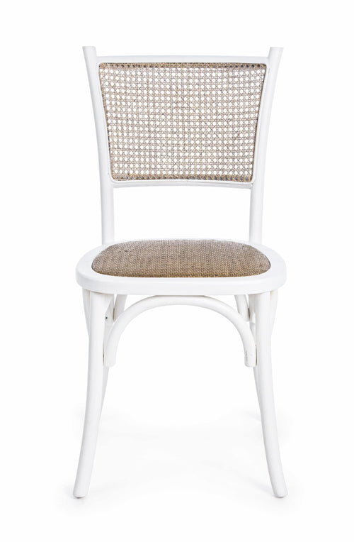 Sedia in legno e rattan Carrel Bianco (1)