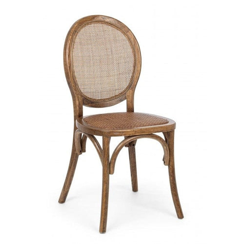 Sedia in legno e rattan Globo Marrone