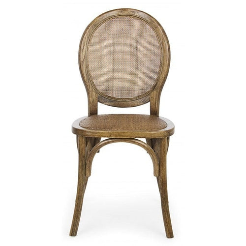 Sedia in legno e rattan Globo Marrone (1)