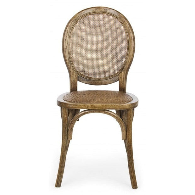 Sedia in legno e rattan Globo Marrone (1)