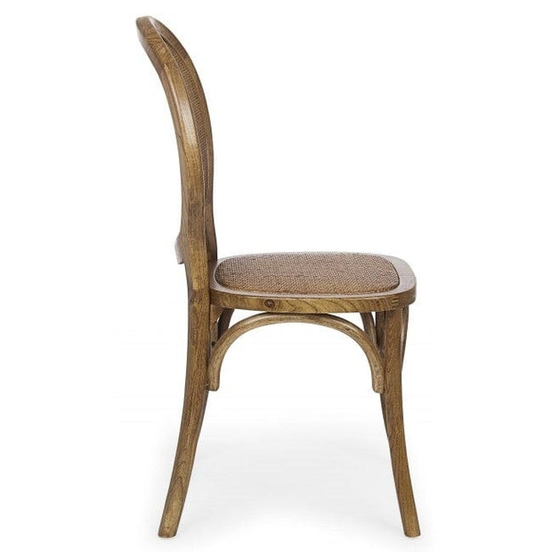 Sedia in legno e rattan Globo Marrone (3)