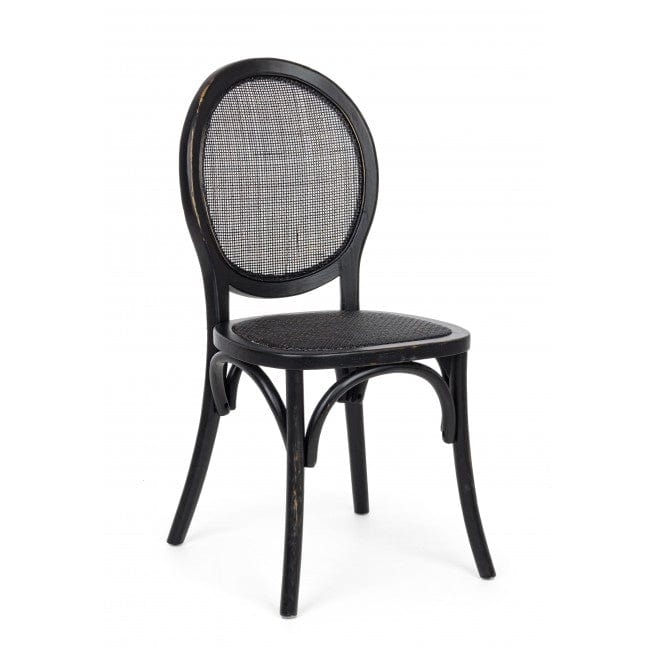 Sedia in legno e rattan Globo Nero